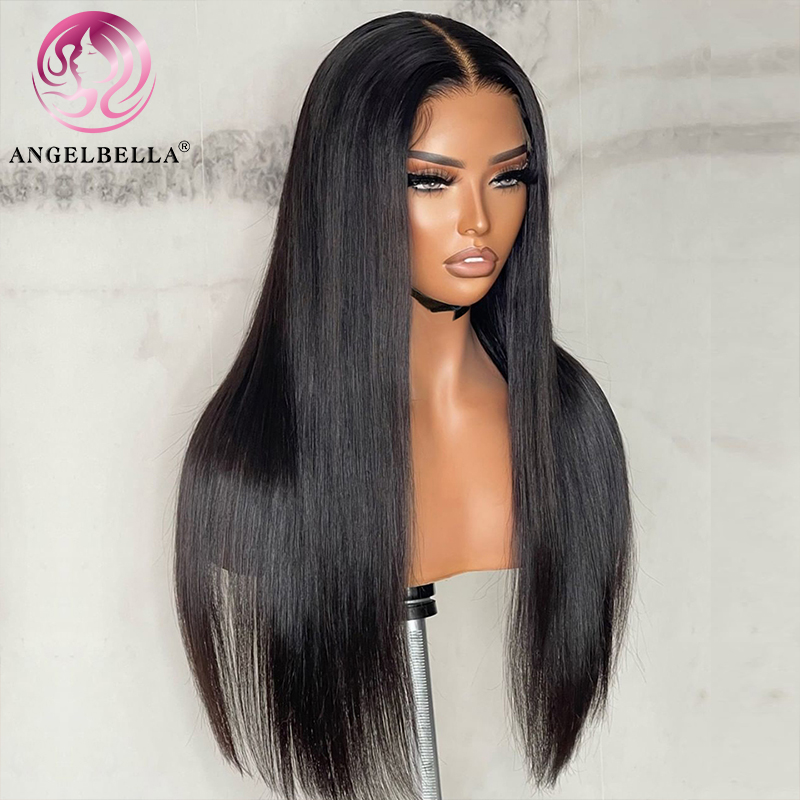 Angelbella Glory Virgin Hair Black 13x4 Personalizar encaje HD Frontal Real Human Hair Wig