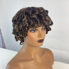 Peluca rizada corta y rizada para mujeres pelucas de cabello humano marrón negro