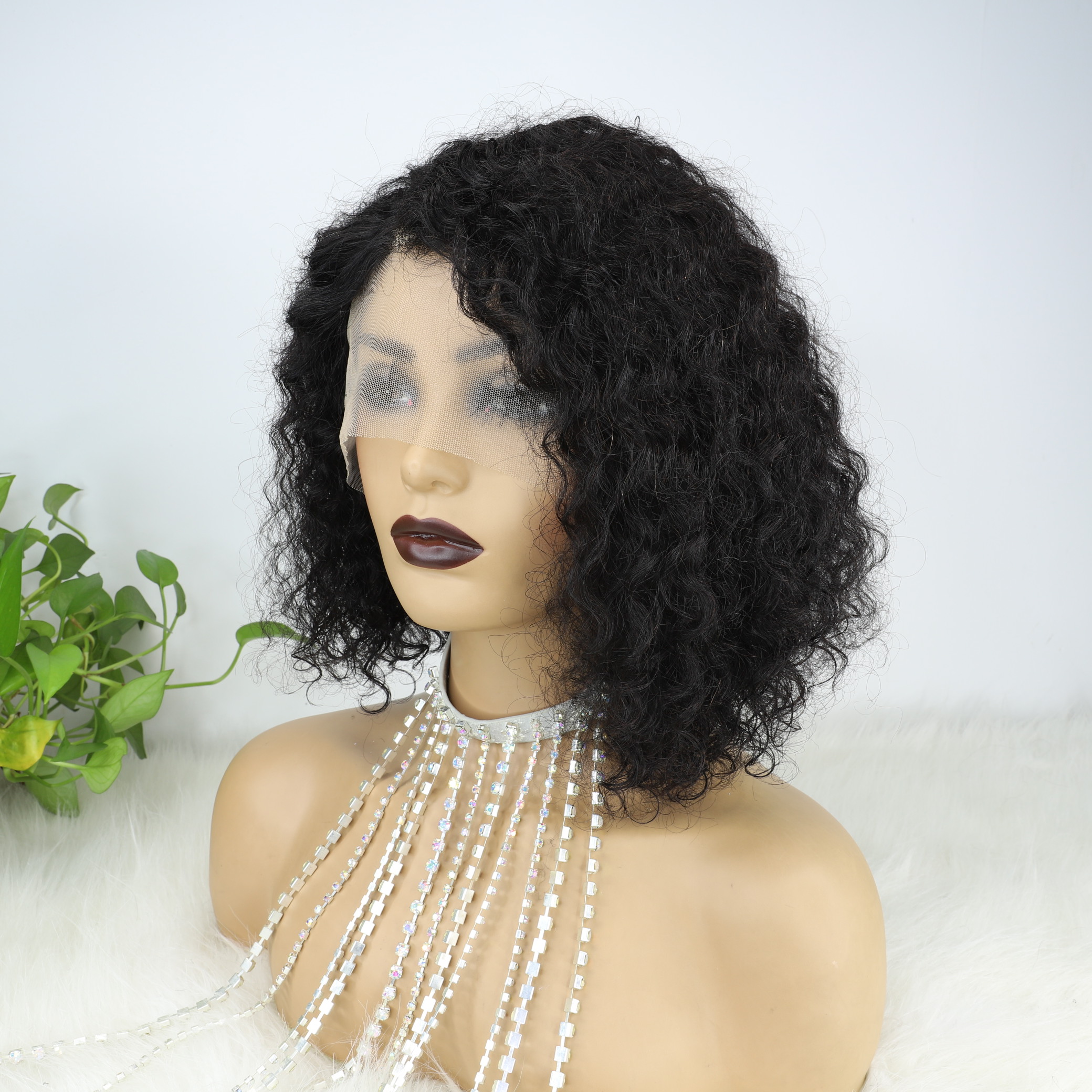 Pelucas de cabello humano bob de encaje 13x4 parte delantera ola profunda