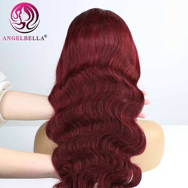 Color rojo ola corporal encaje pelucas delanteras cabello humano virgen