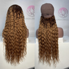 Pelucas frontales de encaje resaltadas de 13x4, cabello humano prearrancado con cabello de bebé (rubio a marrón, 26 pulgadas, densidad 180)