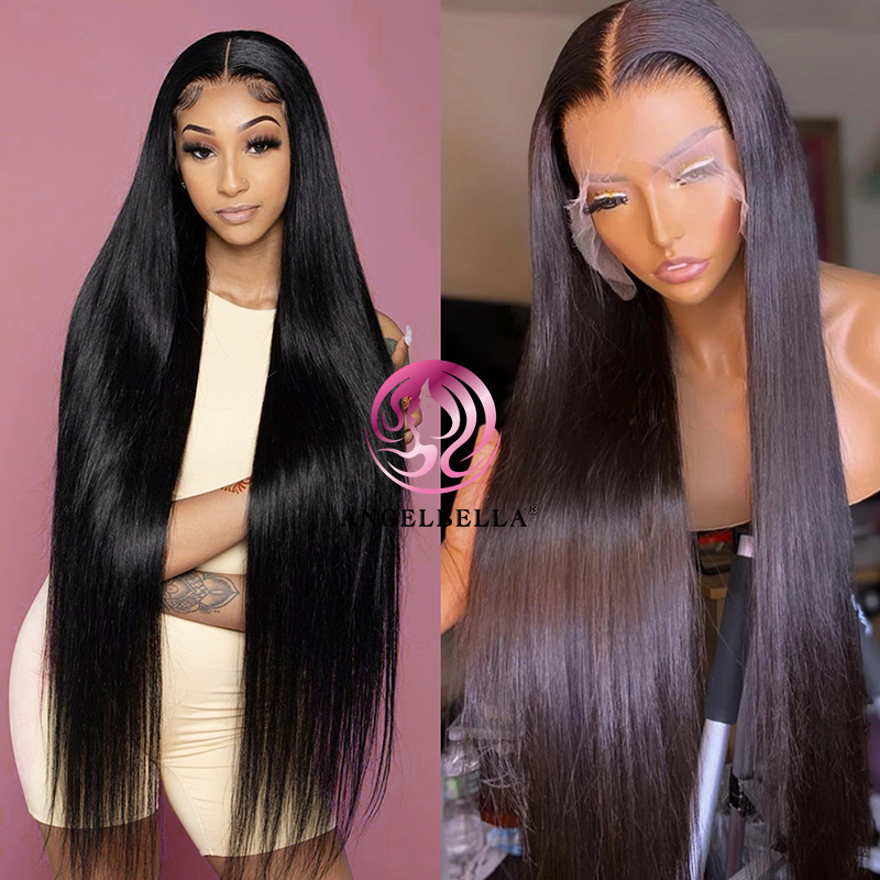 Angelbella DD Diamond Hair Cabello humano recto 13x4 Transparente Long Frontal Bovs Bigs
