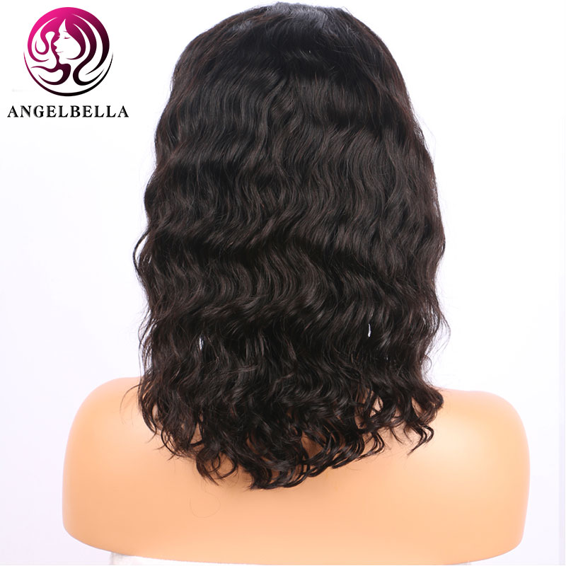 Corta peluca bob 360 peluca de encaje redondo cabello humano ondulado pelucas de encaje para mujeres