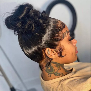 360 CABLA DE LA PAGO COMPLETA Cabello humano Peelo frontal de encaje recogido
