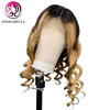 Cabello humano brasileño Cernera delantera 13*4 Oveja suelta Ombre rubia Camino de encaje para mujeres negras 