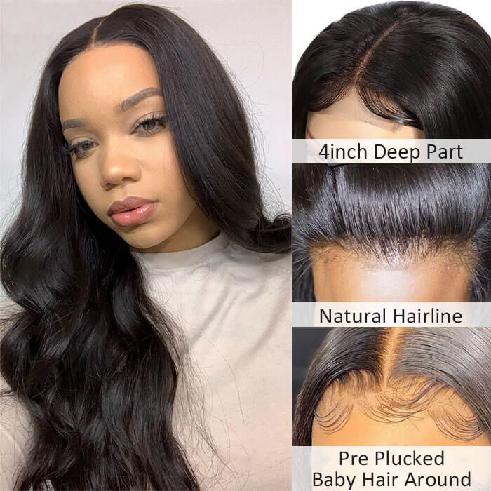 Paquetes de cabello humano barato con peluca de cierre de encaje indetectable frontal HD
