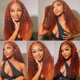 Ginger Orange Color Deep Lace Lace Frontal Wig 13x4 HD Cerneras de encaje transparente