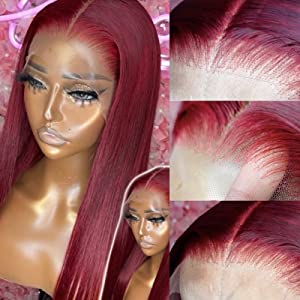 99J Borgoña Wig Straight 13x4 Lace frontal Brasil Remy Hair Wig