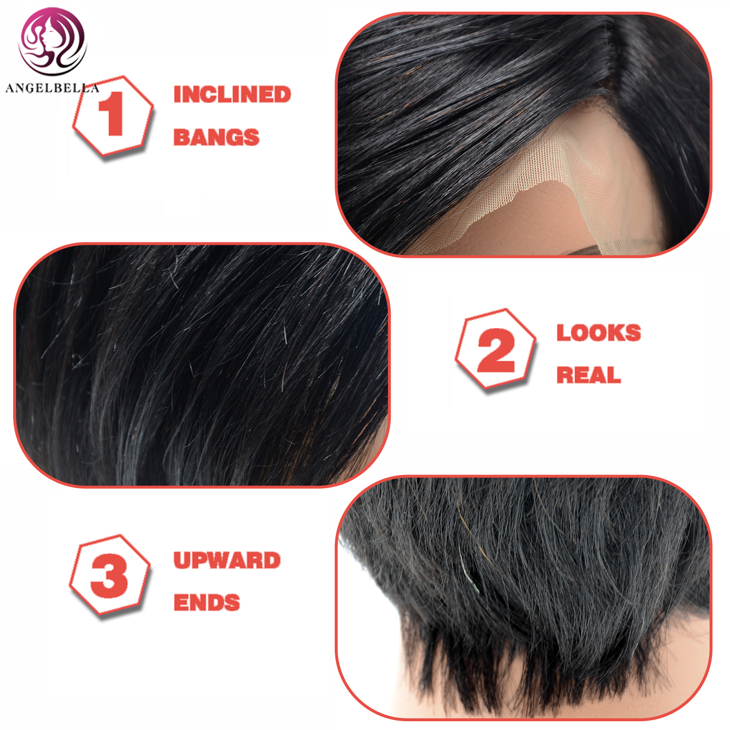 Cabello remy al por mayor Peluce de encaje corto Peluca 13x4 Partido lateral Capacidad frontal de cabello humano corto 