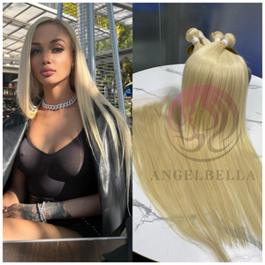 613 Bondles de cabello humano brasileño paquetes rubios rectos con cierre