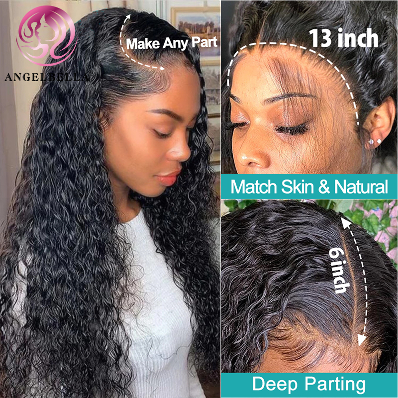 Angelbella DD Diamond Hair 100 Human Hair Natural Lace Lace Front Wig HD Wavy Lace Frontal Wig