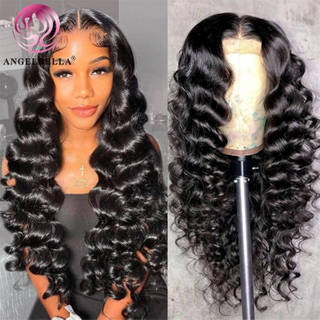 Angelbella Queen Doner Cabello virgen 13 × 4 pelucas frontales de encaje HD