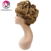 Color de color marrón peluca de cabello corto con flequillo 8 pulgadas Color personalizado pelucas de cabello humano 